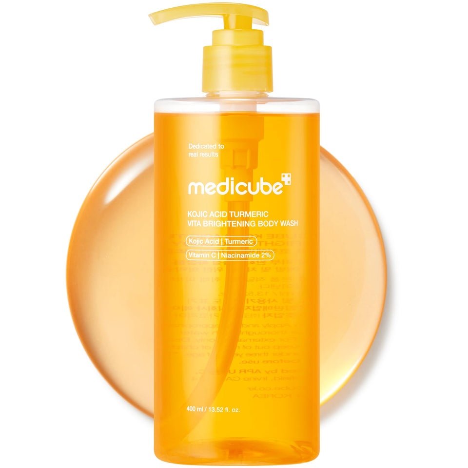 medicube front packaging showing bottle and brightening benefits