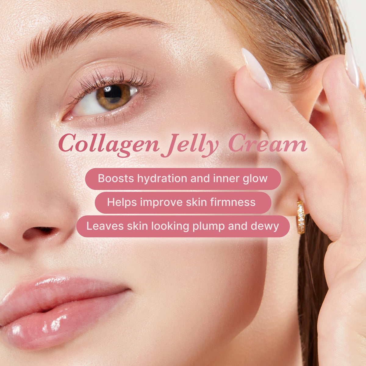 medicube close-up jelly sheen on skin, shows glass-glow luminous finish