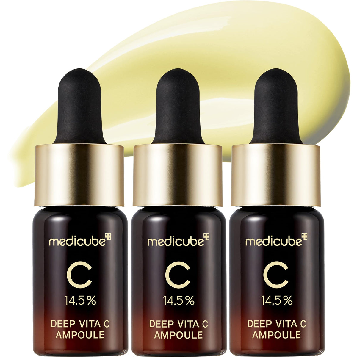 medicube front packaging showing three small bottles for freshness and potency