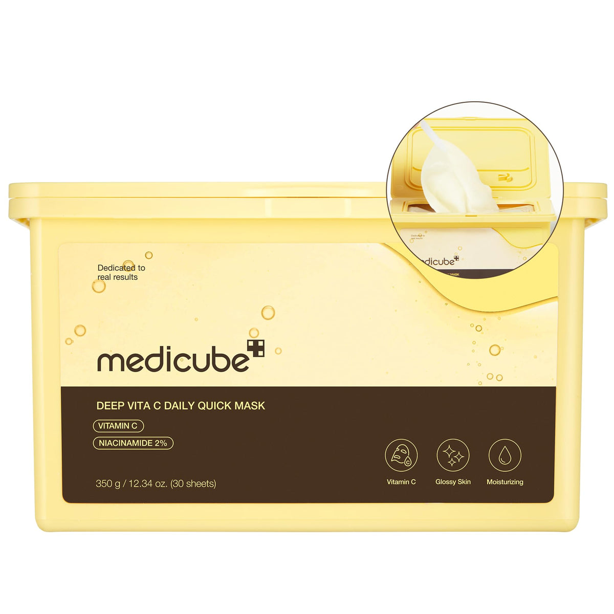 medicube front packaging of 30-sheet pack showing convenience and vegan badge
