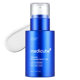 medicube front packaging showing serum bottle and box, communicates clinical benefits