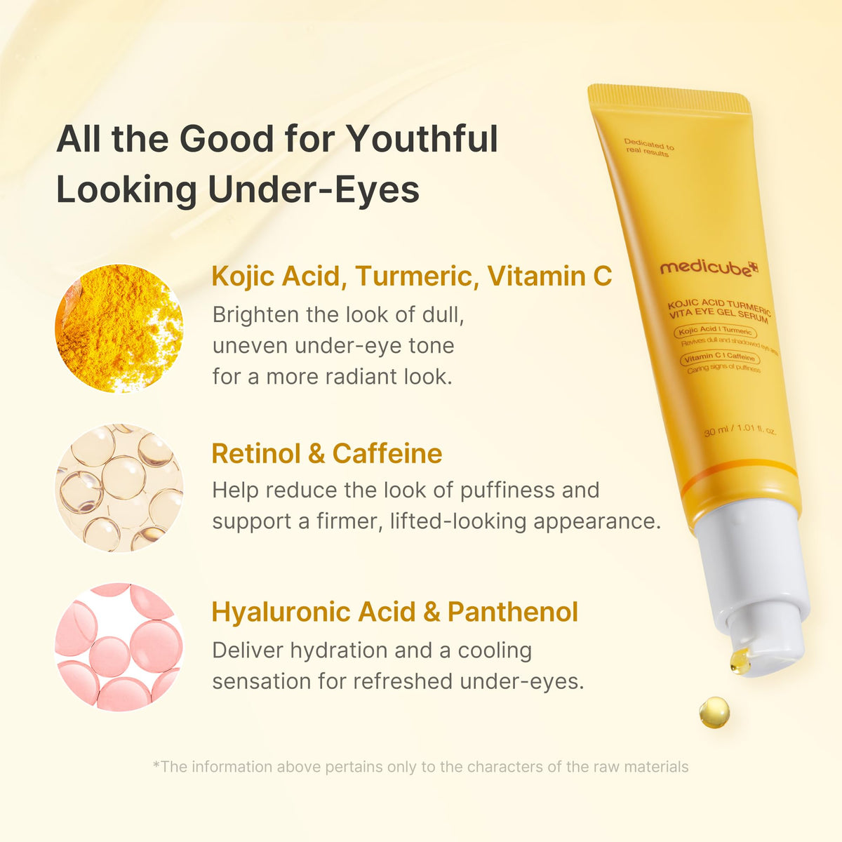 medicube ingredient label with kojic acid and turmeric noted for brightening benefit