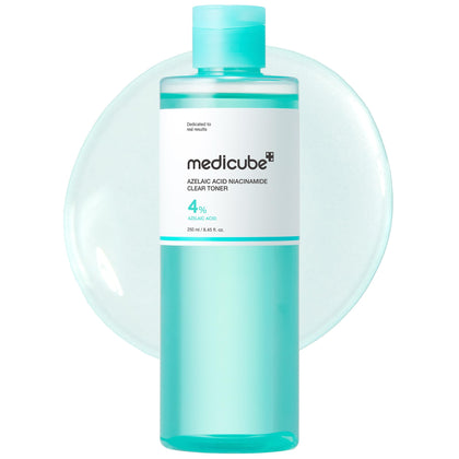 medicube front bottle showing clarifying toner for calming skin