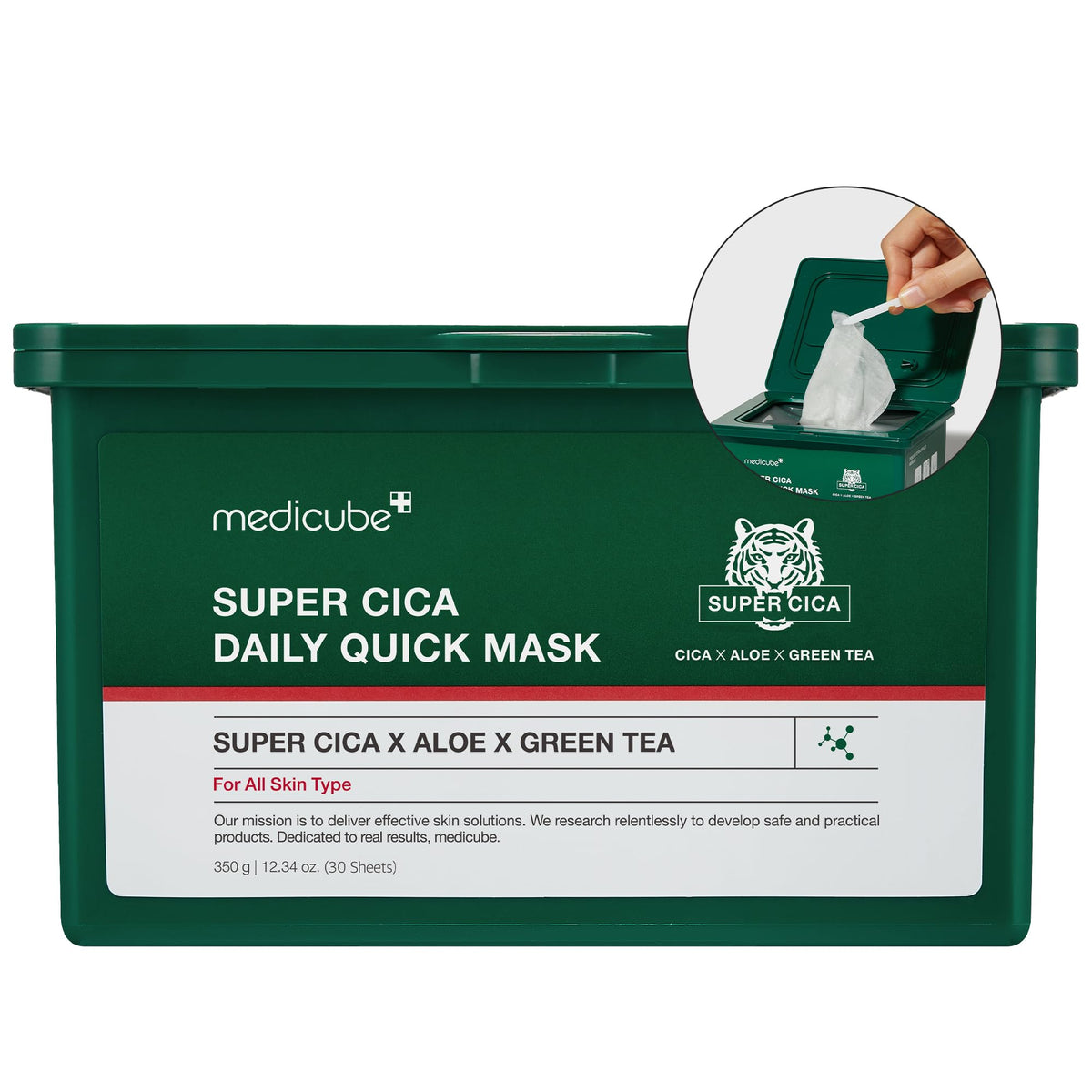 medicube front packaging showing 30-sheet pack and quick mask benefit