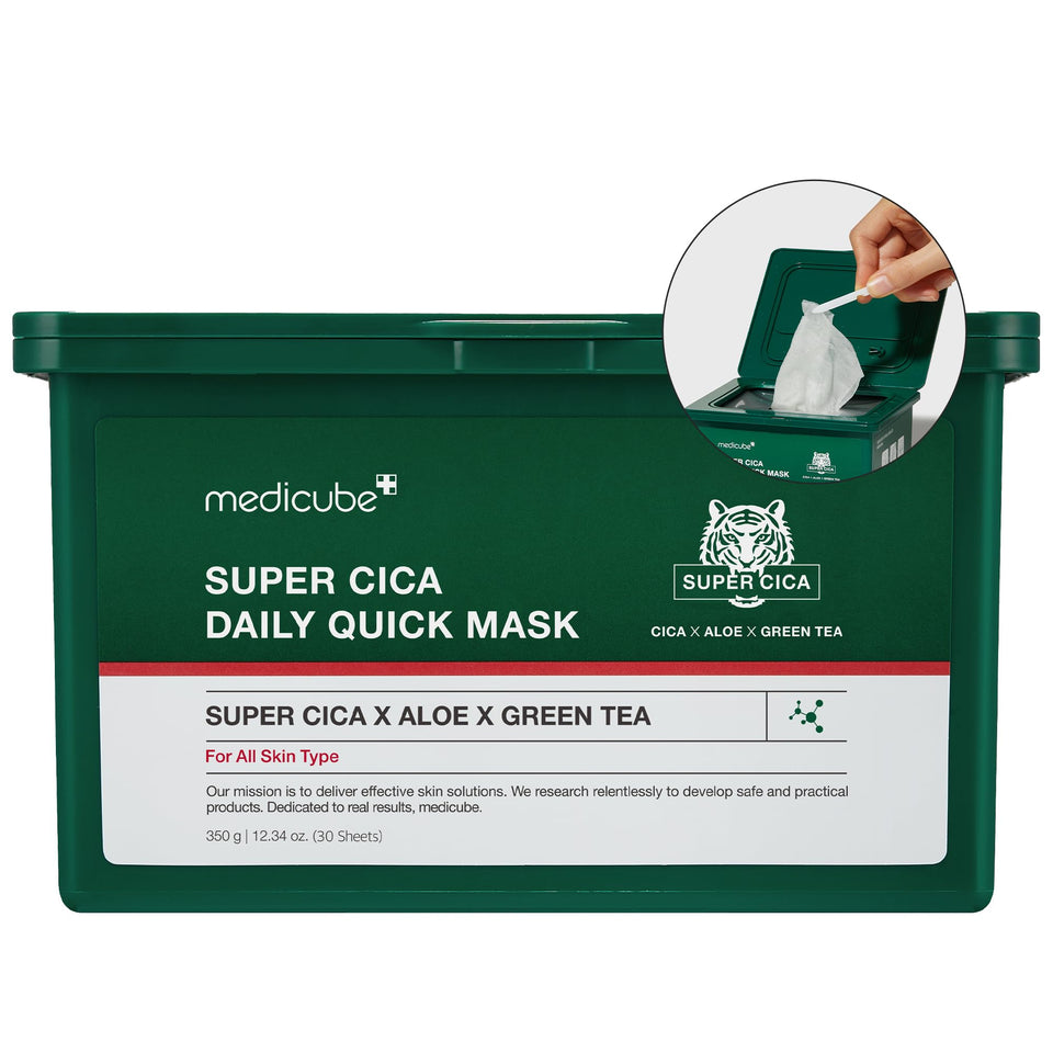 medicube front packaging showing 30-sheet pack and quick mask benefit