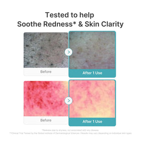 medicube ingredient bottles with tea tree and panthenol emphasizing calming effect