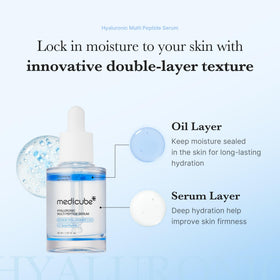 medicube ingredient display with hyaluronic acid and peptides