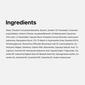 medicube label close-up showing key ingredients and low-pH claim