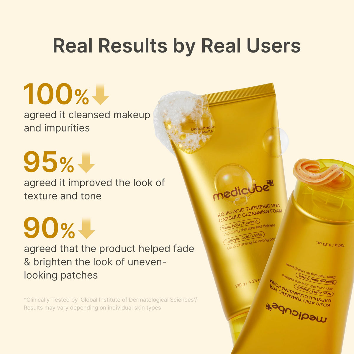 medicube label ingredient list highlighting kojic acid and turmeric benefit
