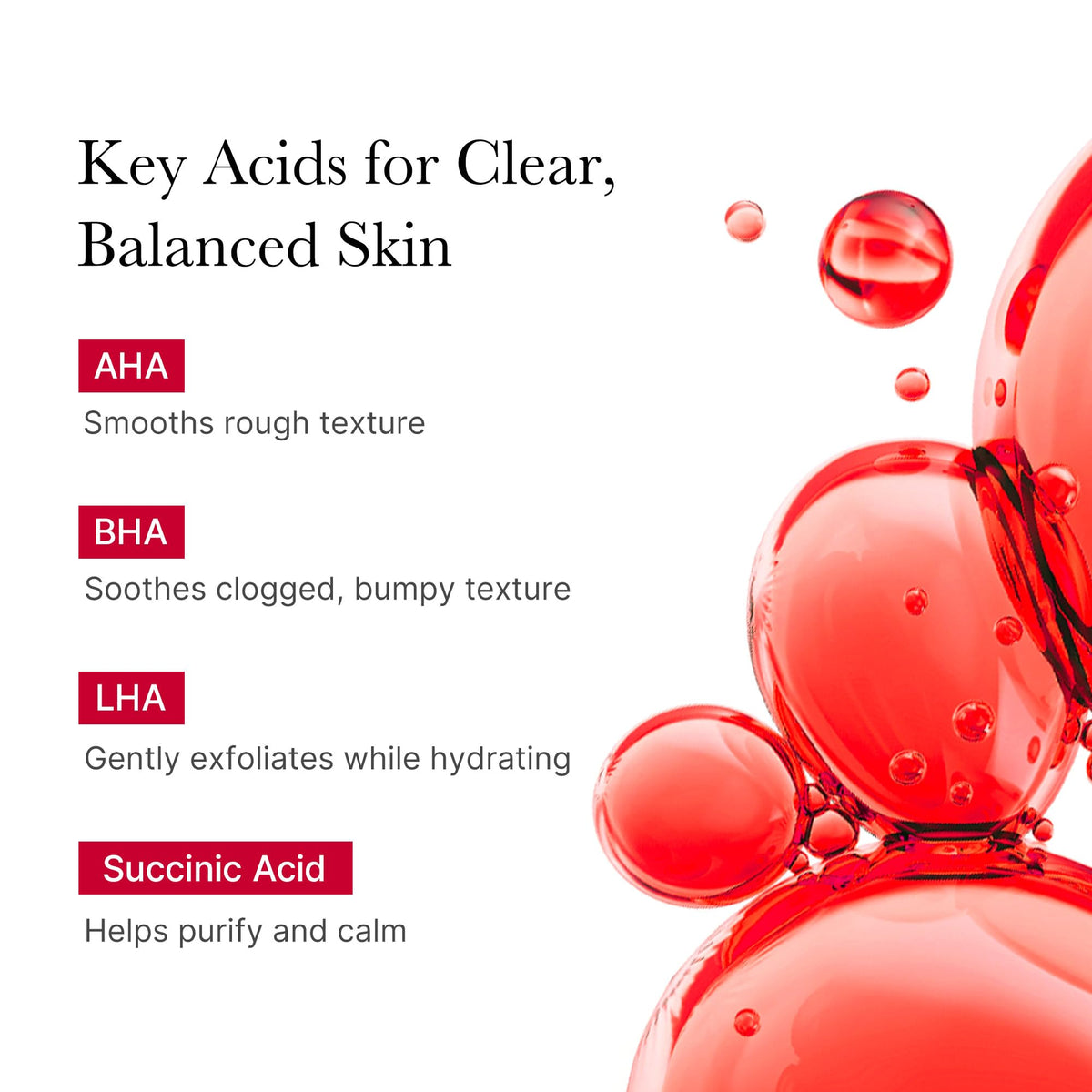 medicube ingredient label close-up, shows acid complex for smoother skin