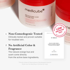 medicube product label close-up listing acids and soothing ingredients clearly