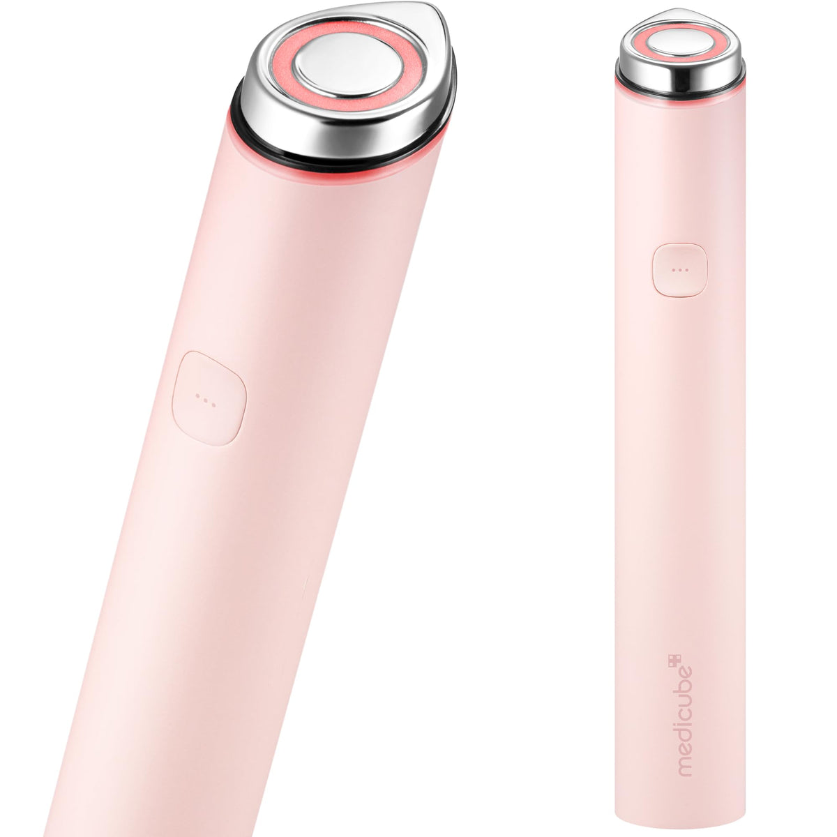 medicube front view of pink Mini Booster Pro Plus showing compact design and easy grip benefit