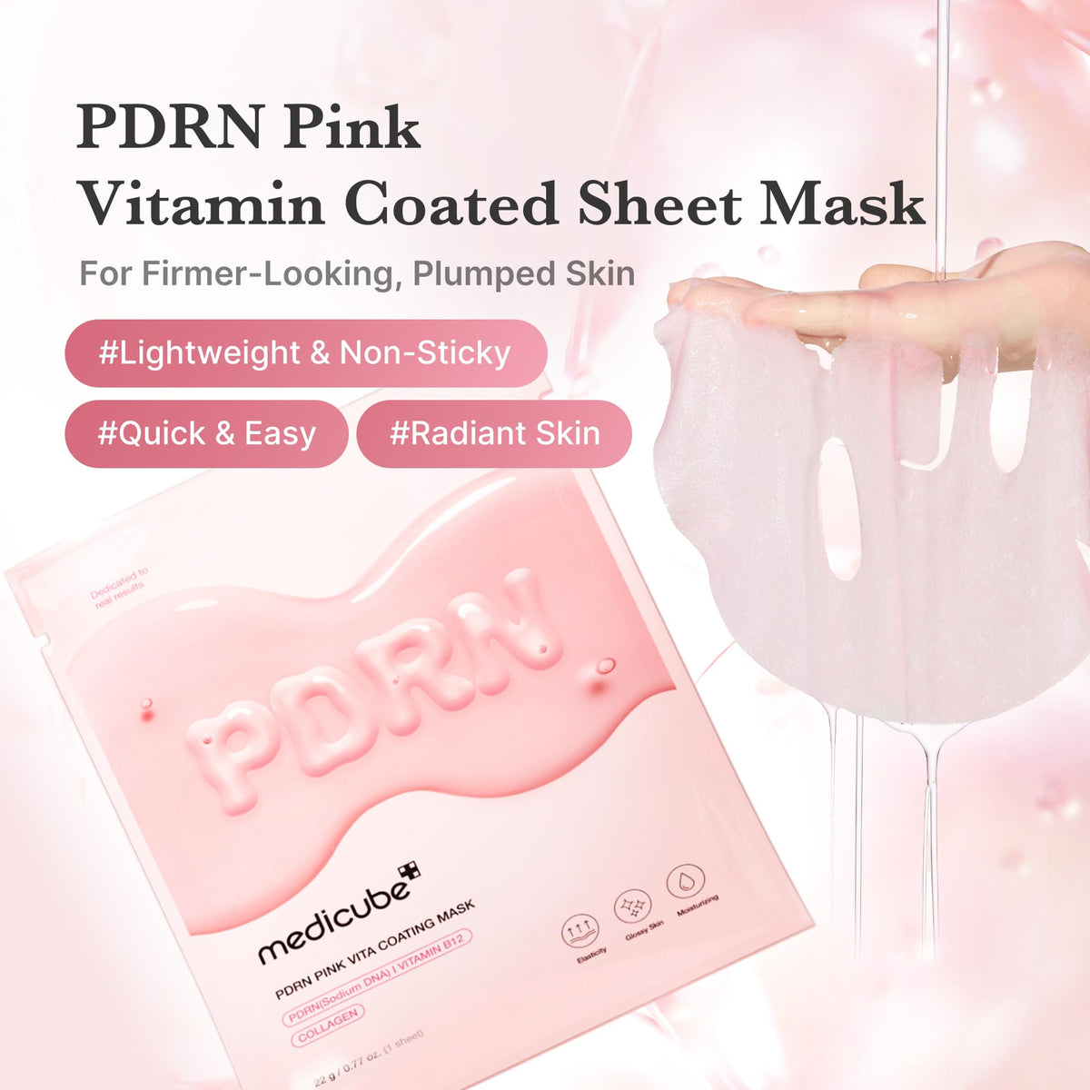 medicube close-up of pink mask fabric texture for better absorption