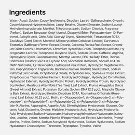 medicube back label ingredient list emphasizing transparency and product details