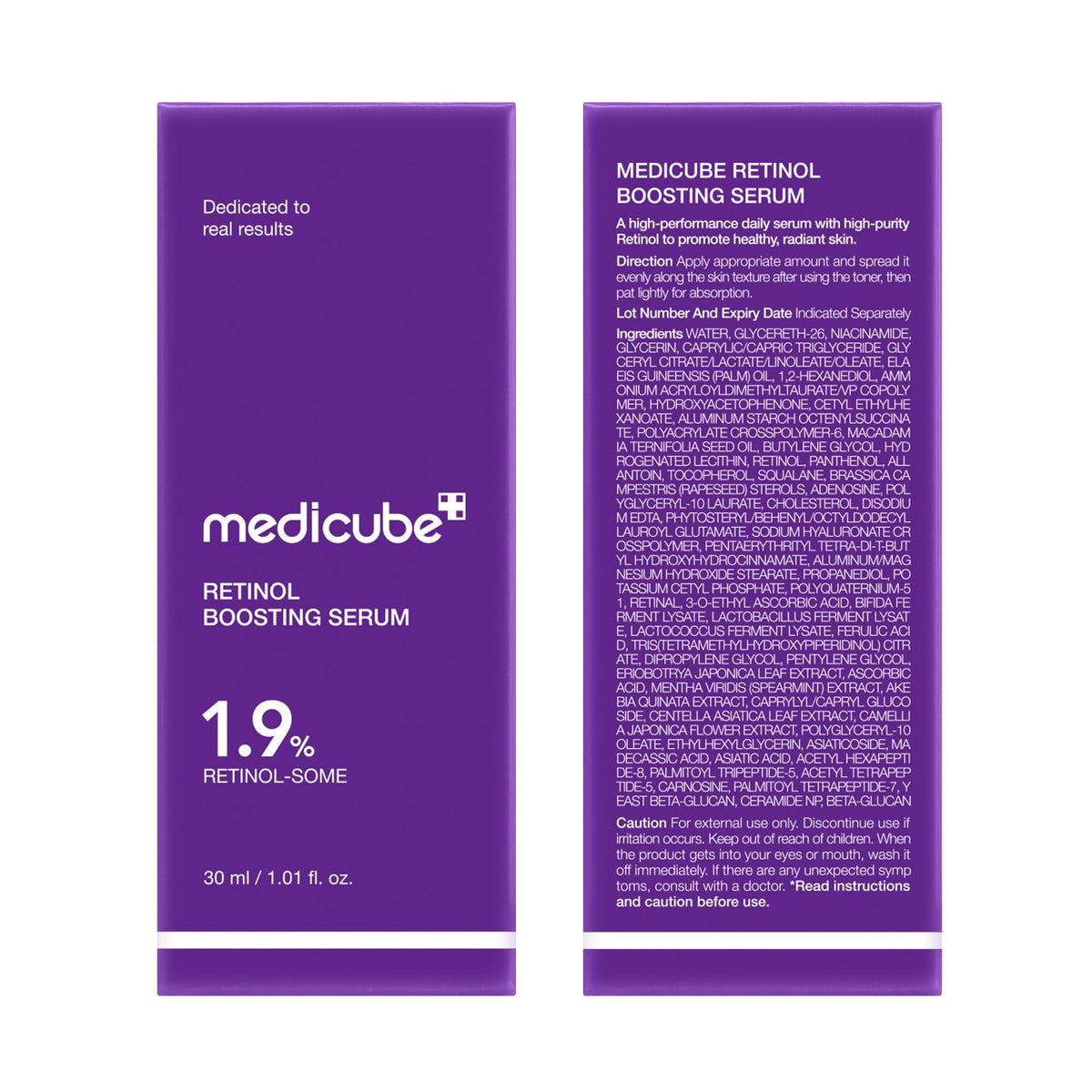medicube packaging box label detail showcasing ingredient and usage guidance