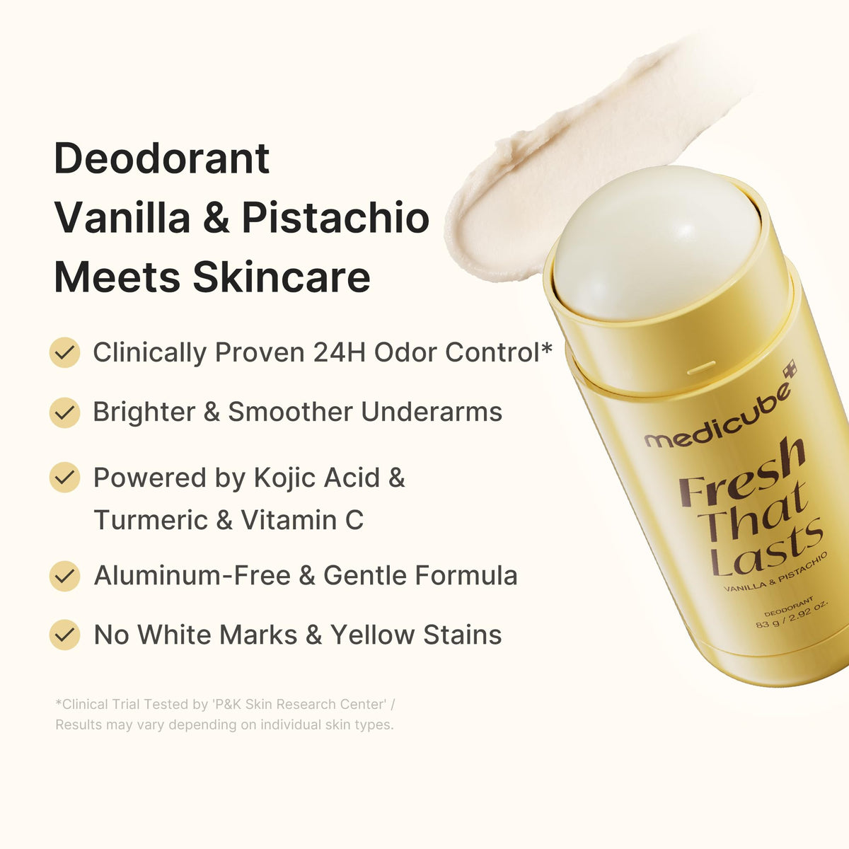 medicube deodorant placed on bathroom shelf to show lifestyle and routine fit