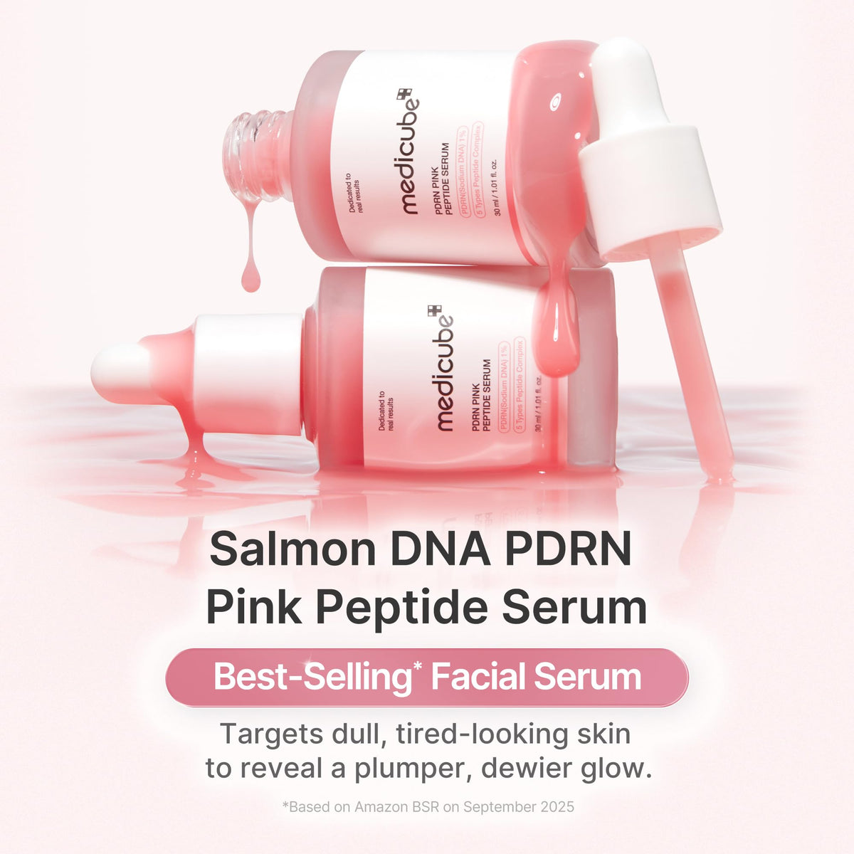 medicube dropper releasing serum showing lightweight texture and quick absorbency