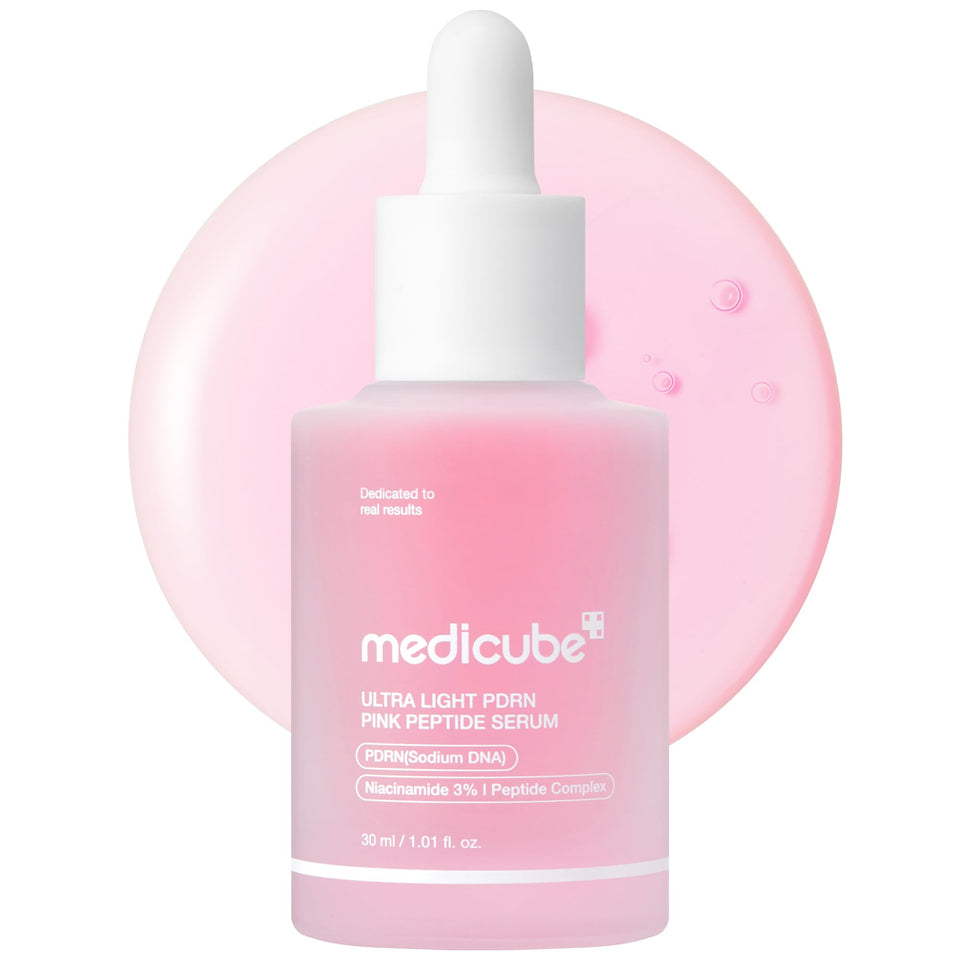 medicube front bottle showing sleek serum packaging and quick hydration