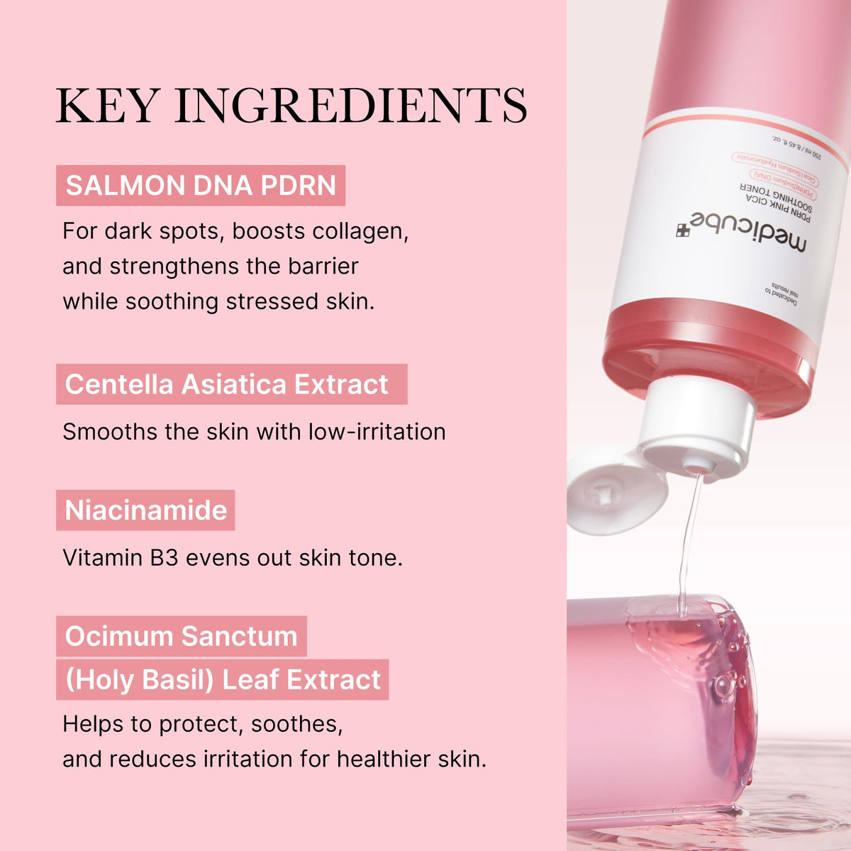 medicube toner pouring to display watery texture and quick absorption