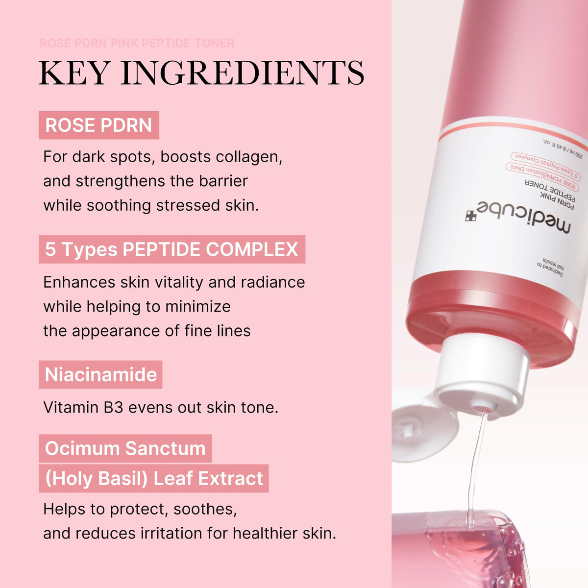medicube close-up of rose extract emphasizing natural skin renewal
