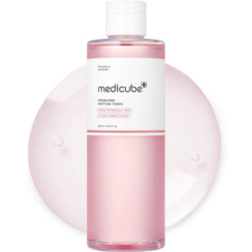 medicube bottle front view showing toner design and calming effect