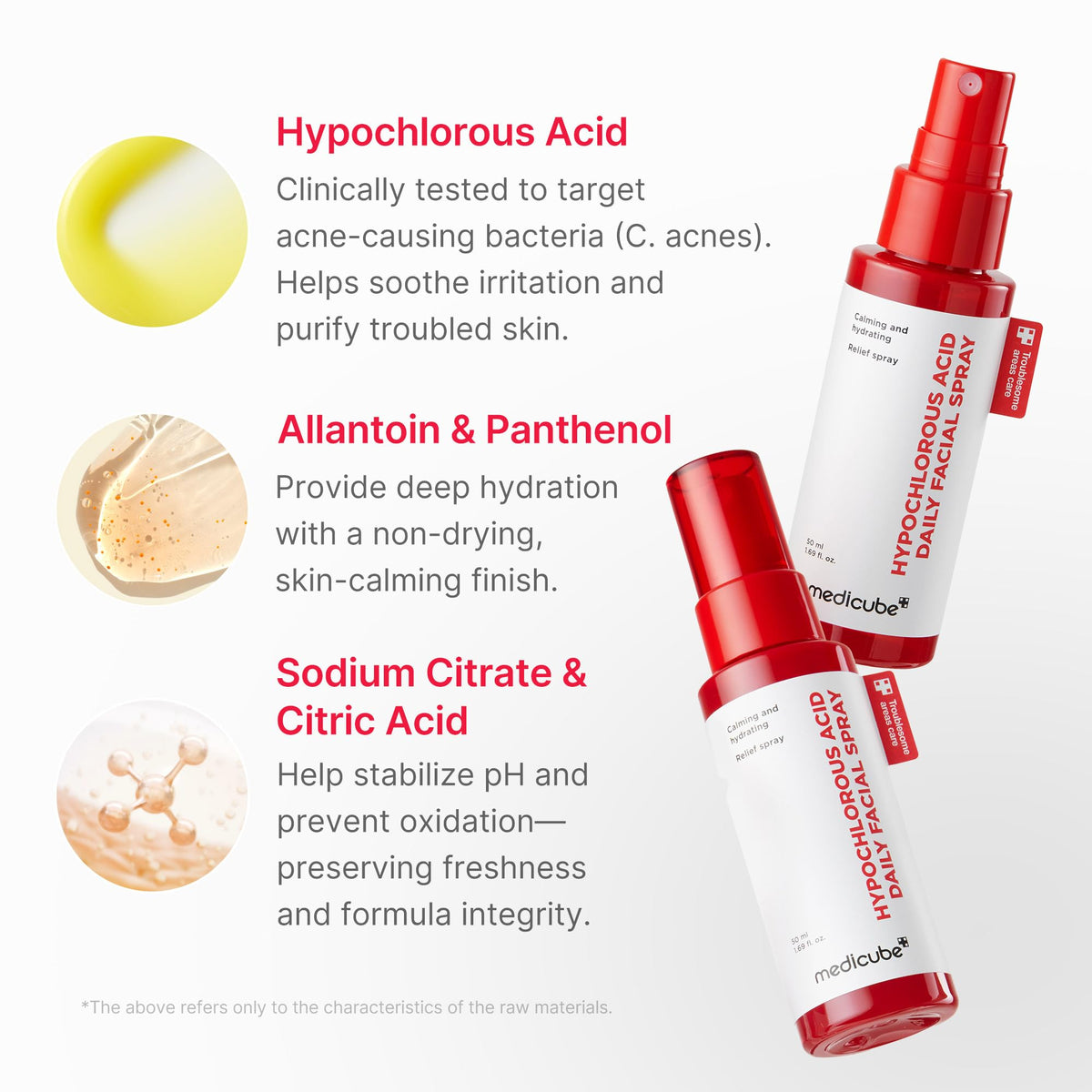 medicube spray nozzle close-up showing fine mist for even, gentle coverage