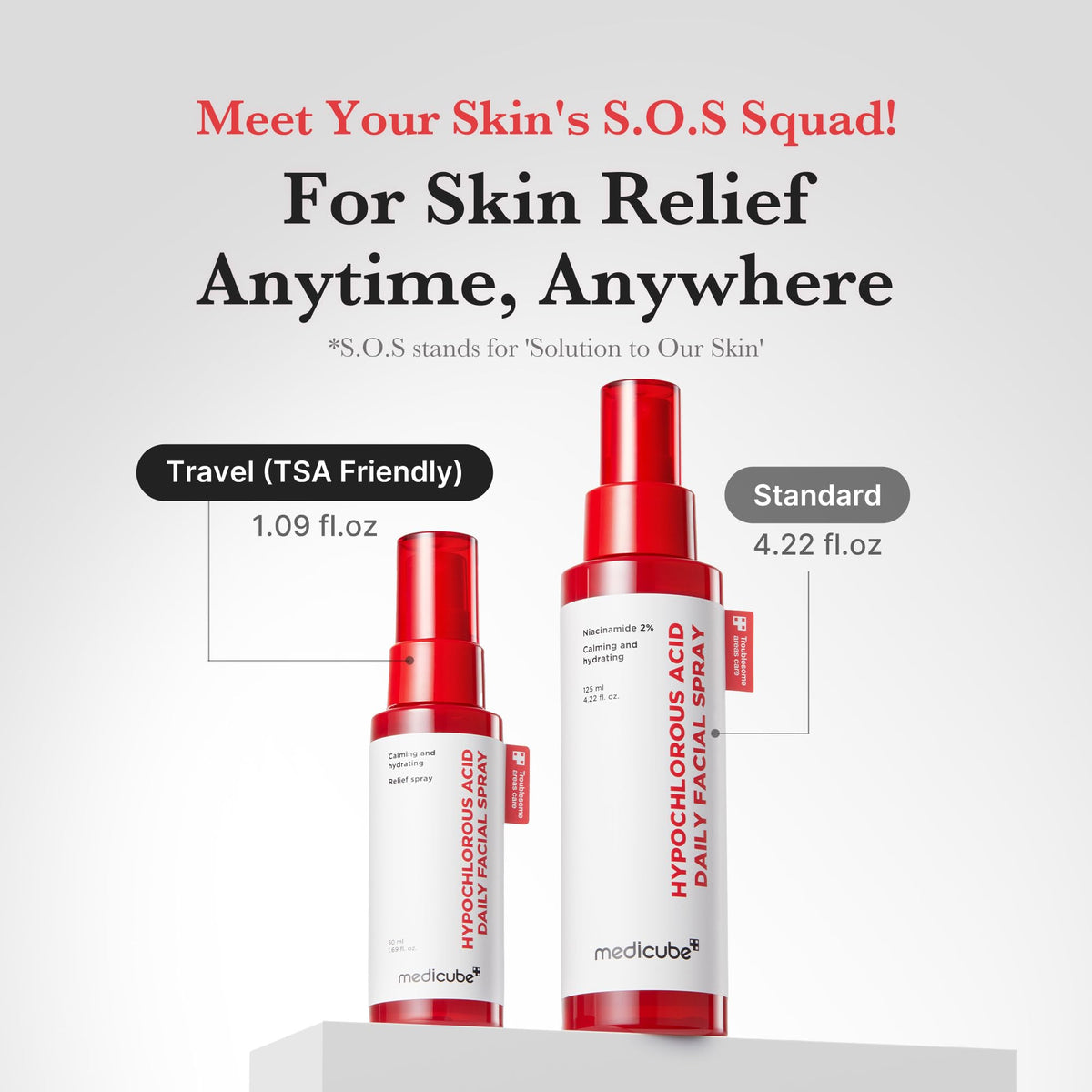 medicube spray being used on sun‑exposed skin for calming after-sun care