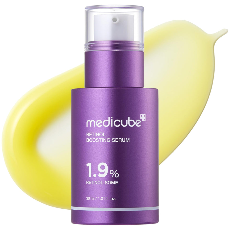 medicube front bottle showing sleek serum packaging and easy dispensing benefit