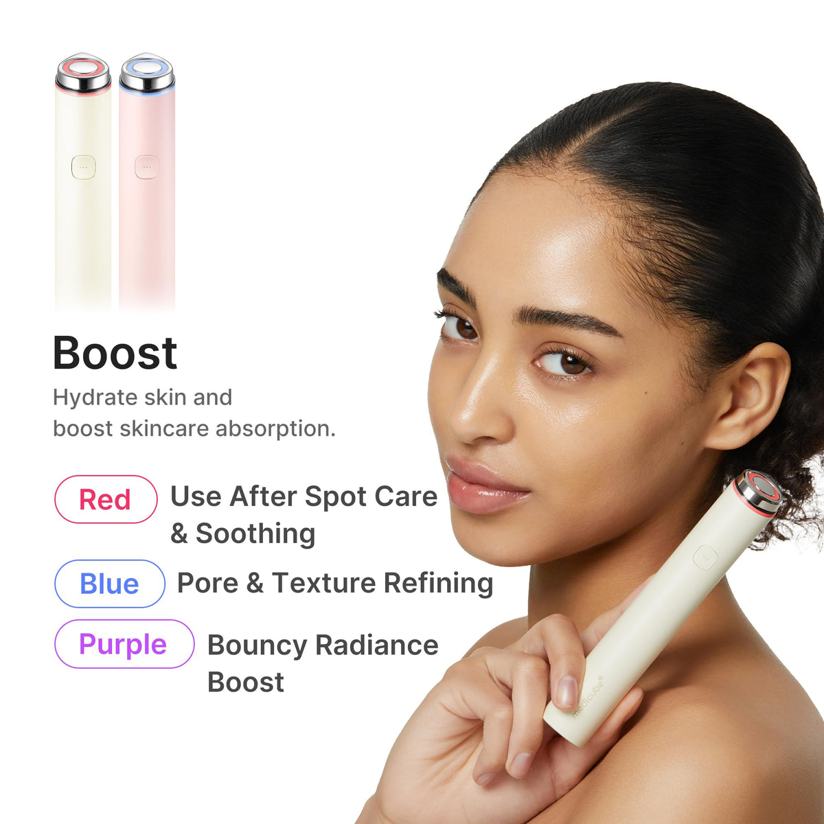 medicube device used on cheek demonstrating effective cleansing routine