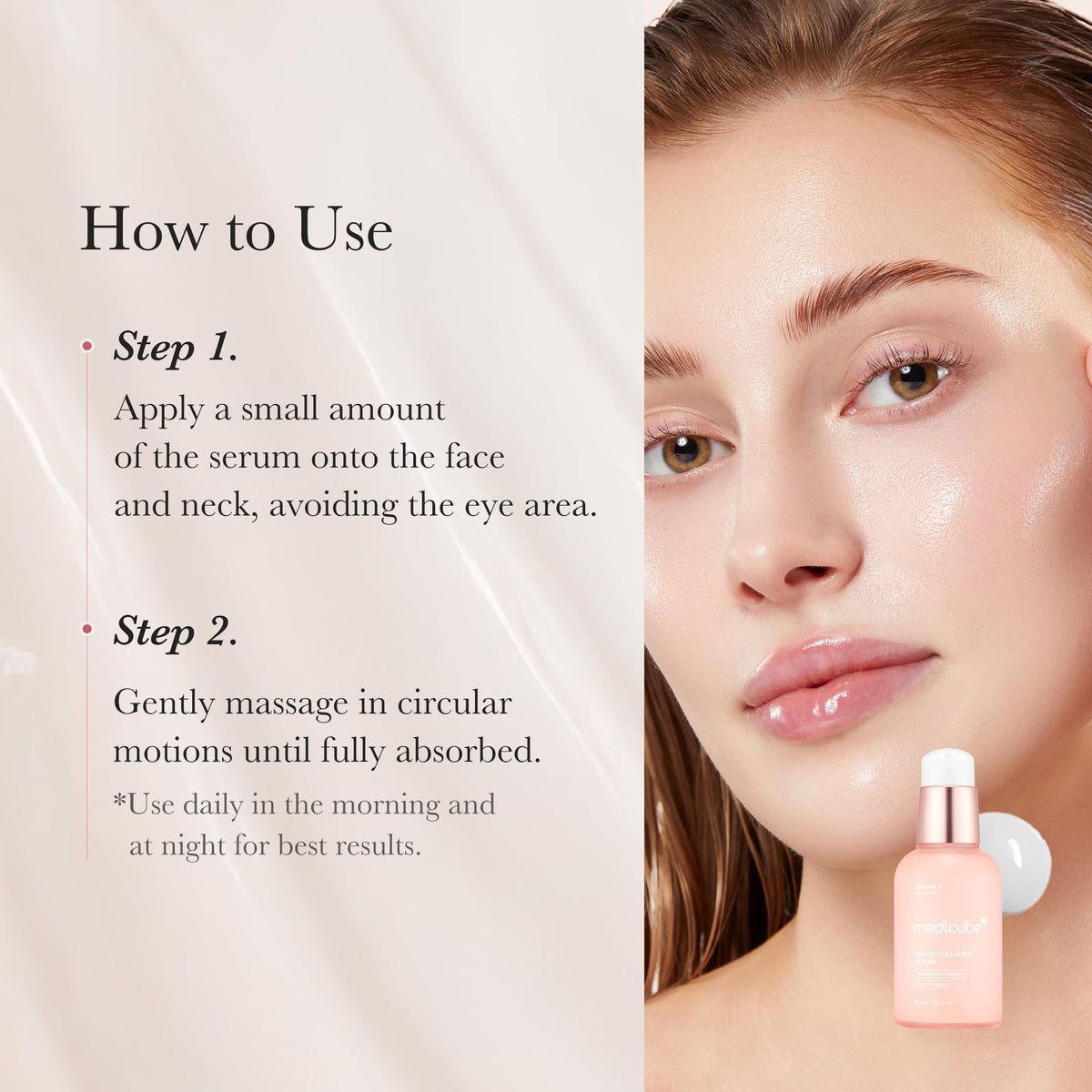 medicube serum applied on hand demonstrating fast absorption and smooth finish