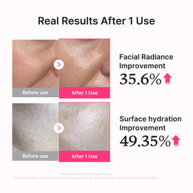 medicube serum spread on skin back of hand demonstrating hydration and dewy finish