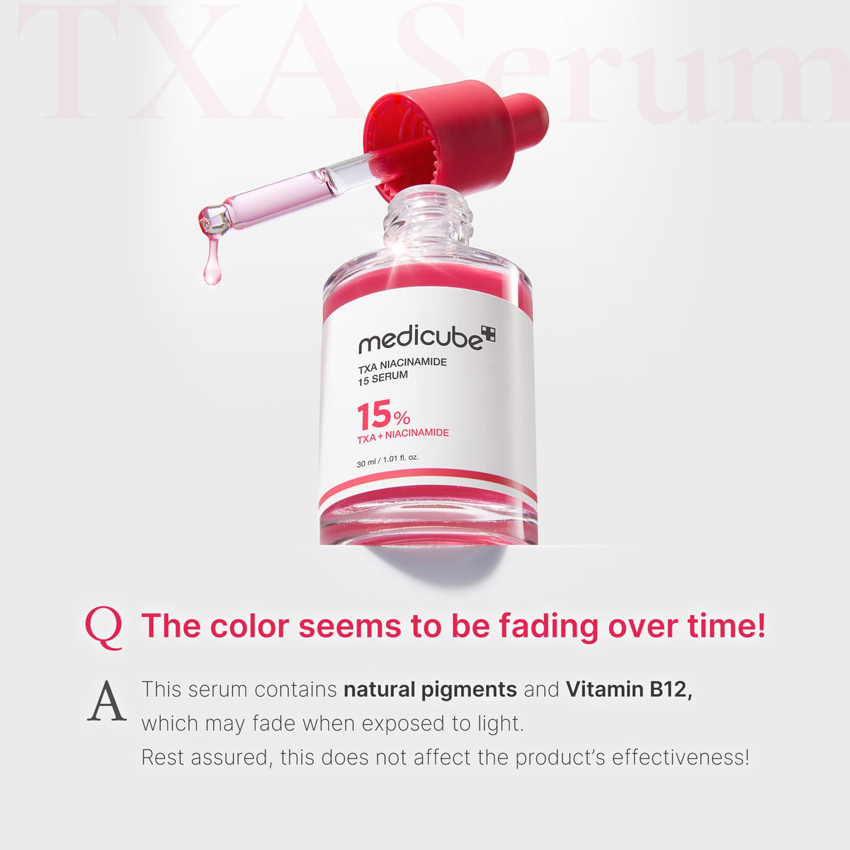 medicube serum staged on bathroom counter with towel, suggests daily routine convenience