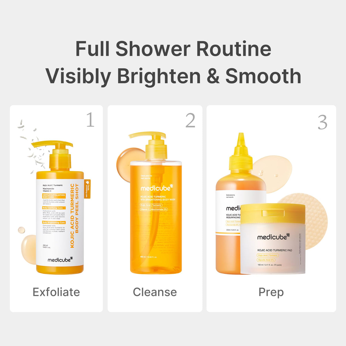 medicube bottle staged with orange and lemon for refreshing scent