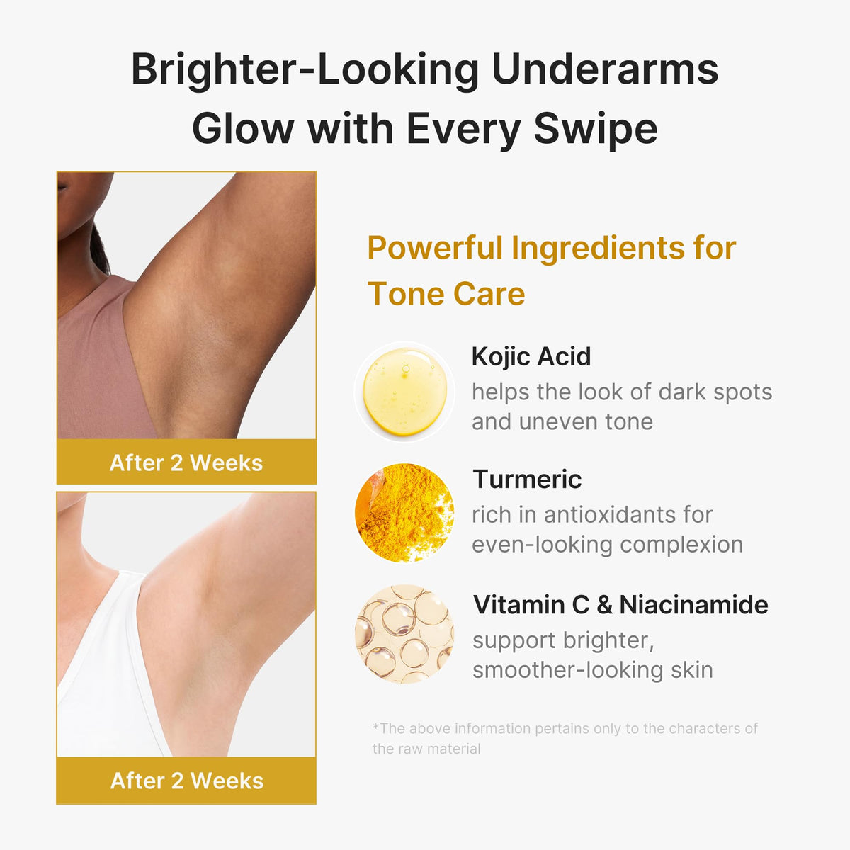medicube product label close-up listing kojic acid turmeric niacinamide for clarity