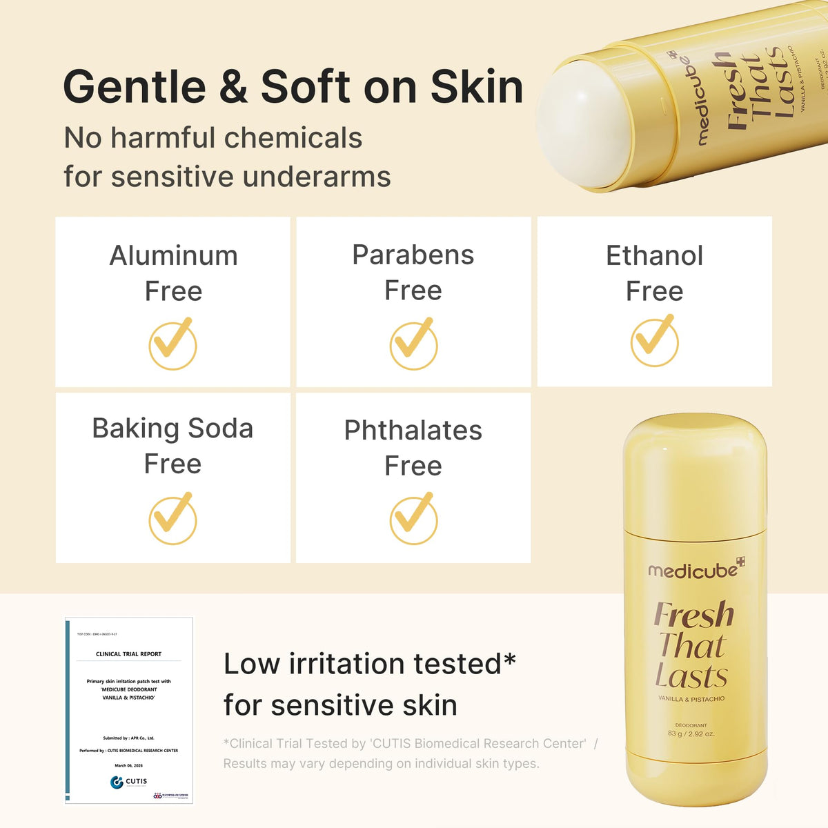 medicube close-up of stick surface highlighting smooth glide and non-greasy feel
