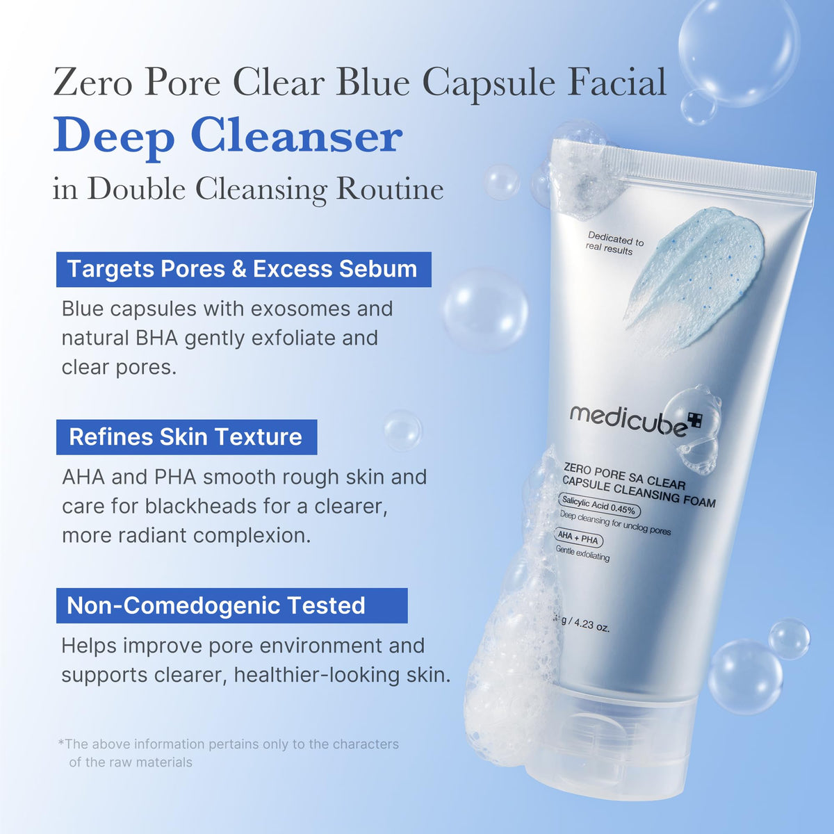 medicube creamy foam texture close-up demonstrating gentle lather and soft cleansing