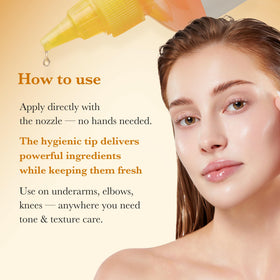 medicube toner used on underarm area demonstrating safe multi-use brightening for body