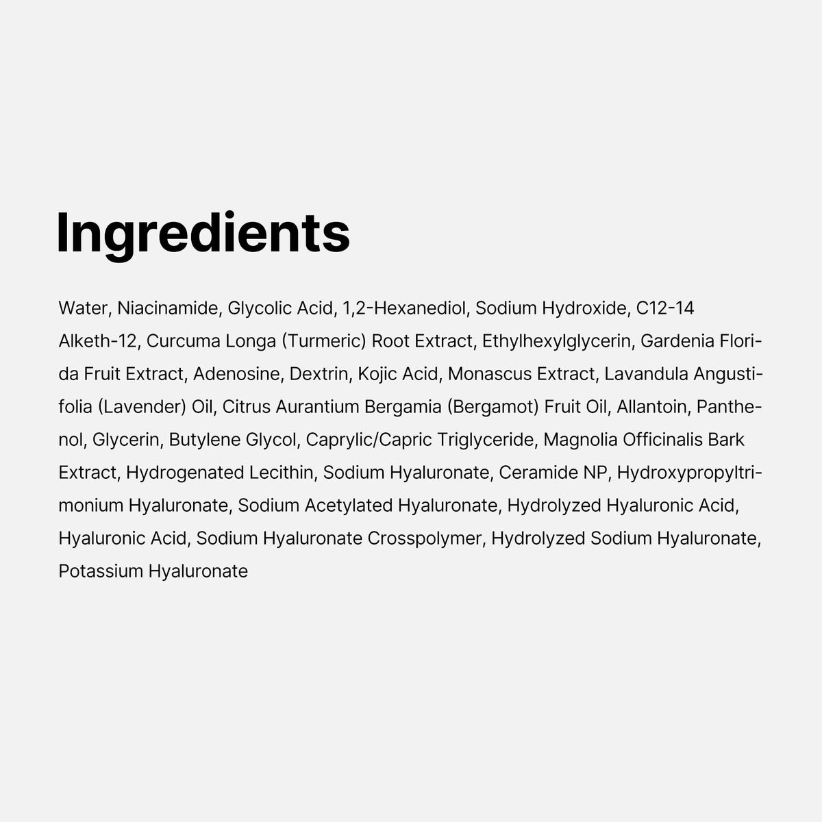 medicube toner bottle label detail emphasizing active blend and usage directions benefit