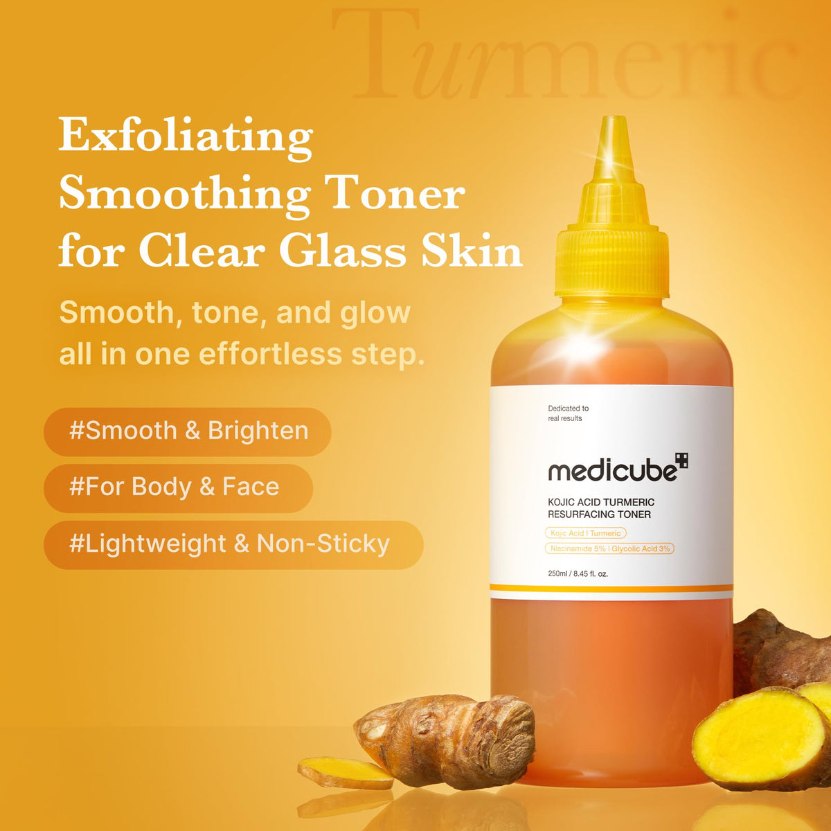 medicube toner close-up of liquid texture highlighting lightweight, non-sticky absorption benefit