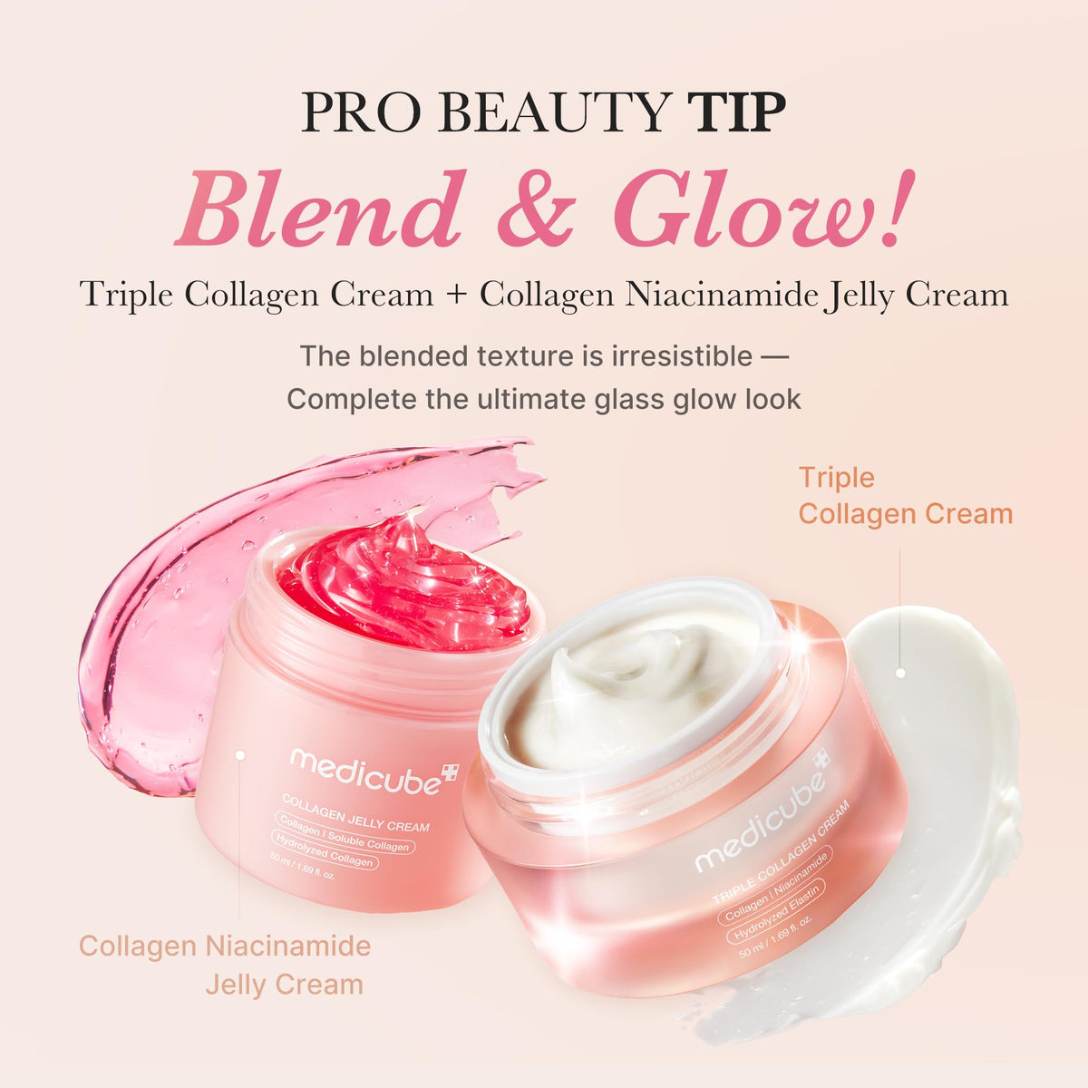 medicube mixed with jelly cream illustrating customizable moisturizing boost