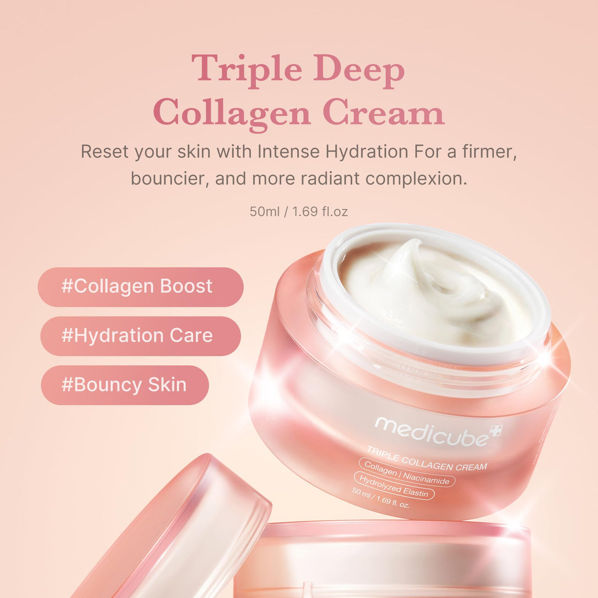 medicube open jar showing creamy texture and smooth application benefit