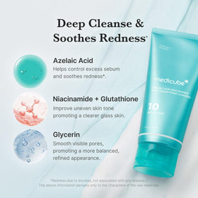 medicube creamy foam in palm demonstrating gentle cleansing and easy rinse