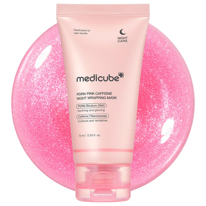 medicube jar front view showing product and branding, promotes easy nighttime use