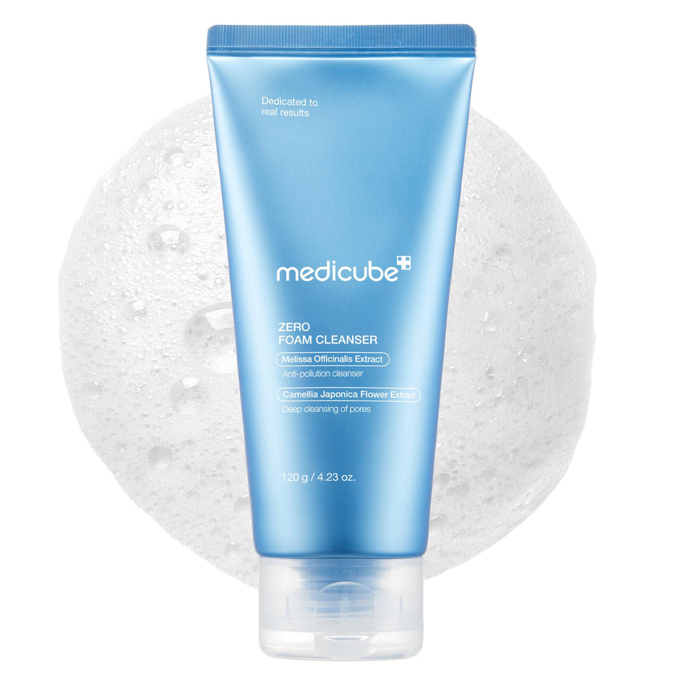 medicube front tube showing product label and clear packaging benefit gentle daily cleaning