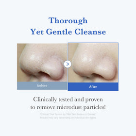medicube creamy texture on hand illustrating low-foam feel and gentle cleanse benefit