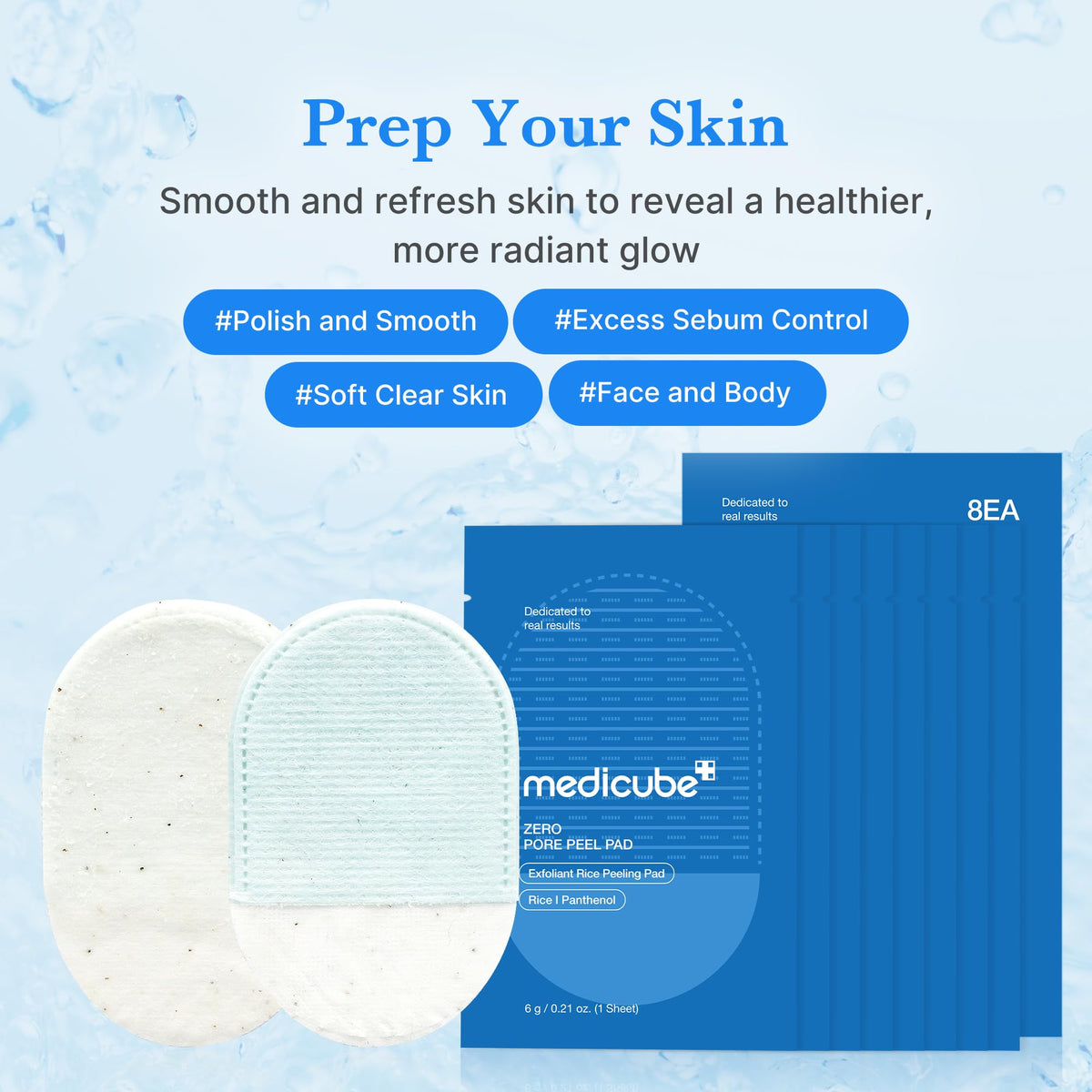 medicube double-sided pad detail showing cotton and microfiber for targeted care