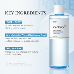 medicube close-up label highlighting exfoliating acids and niacinamide