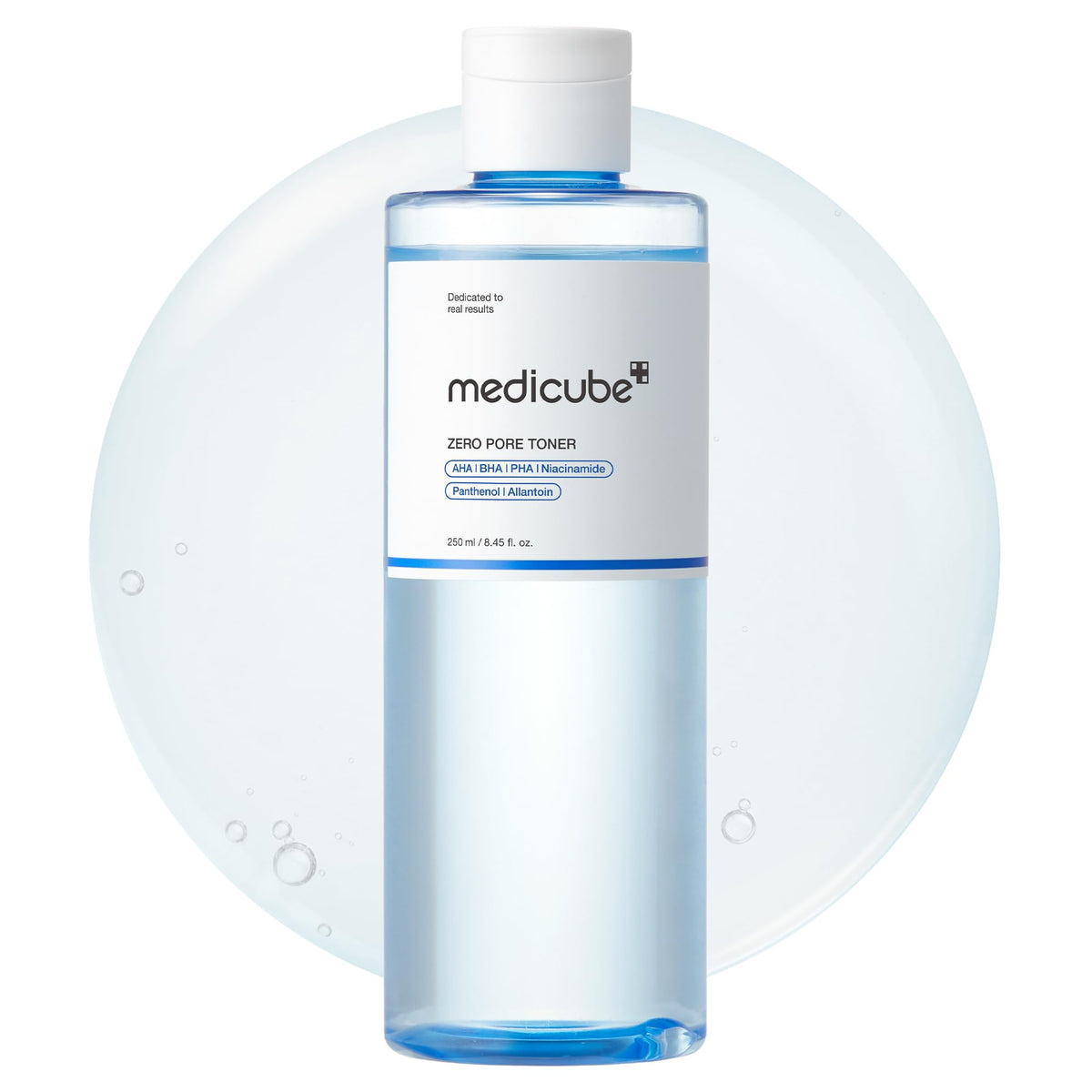 medicube bottle front view showing clean packaging and pore care benefits