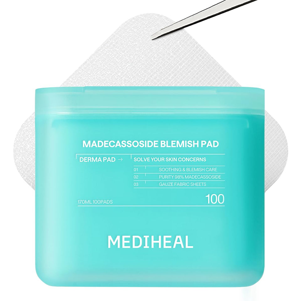 MEDIHEAL front packaging showing 100 toner pads and product benefit