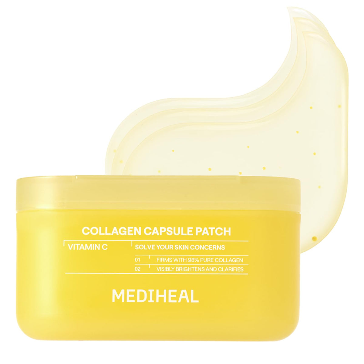 MEDIHEAL hydrogel patch texture close-up demonstrating cooling hydration